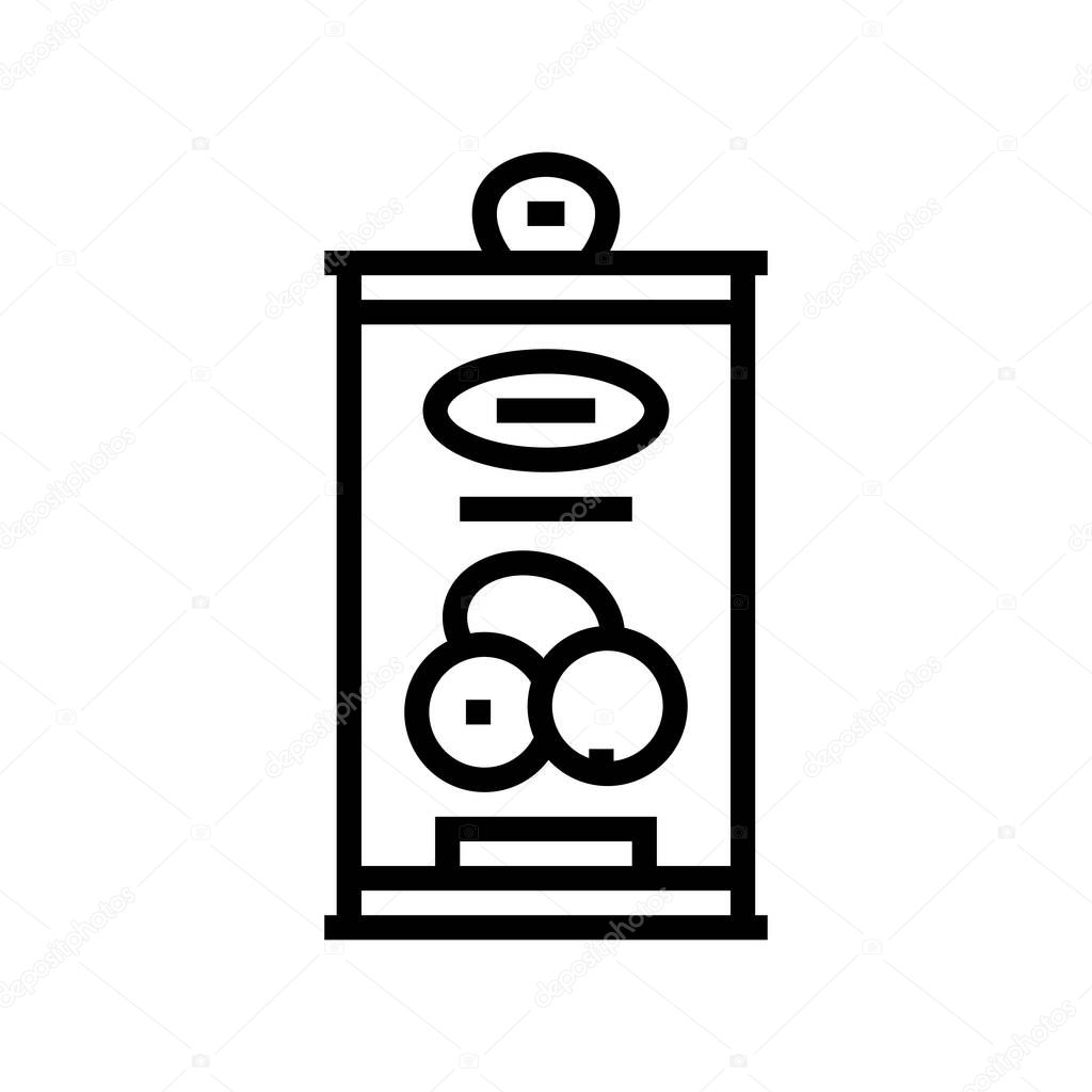 canning olive in container line icon vector illustration