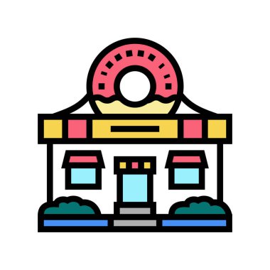 donut dükkanı renk ikonu vektör illüstrasyonu