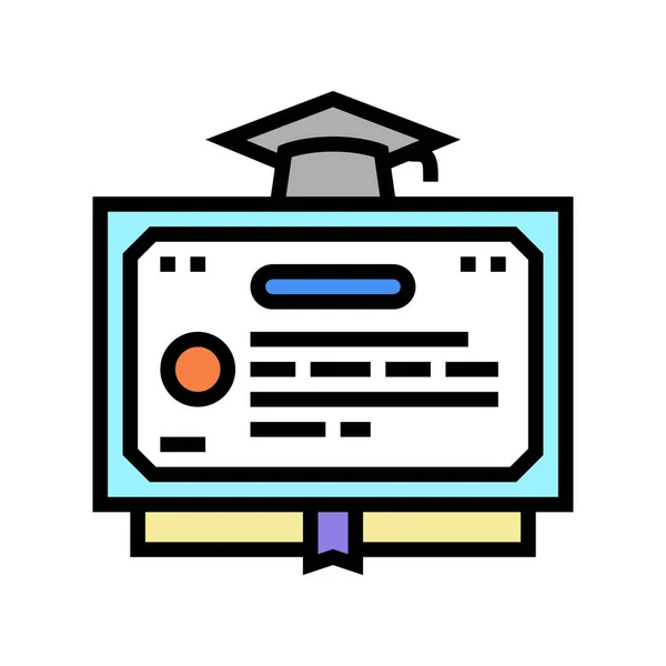 Diploma educación certificado color icono vector ilustración — Vector de stock