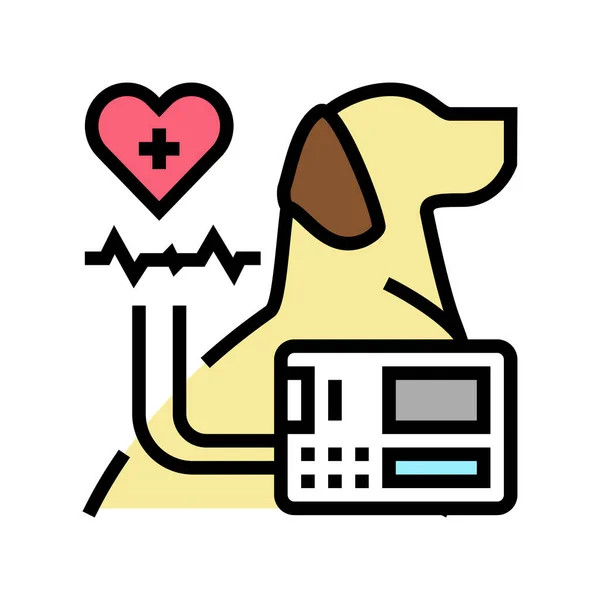 Ekg heart of domestic animal color icon vector illustration — Vetor de Stock