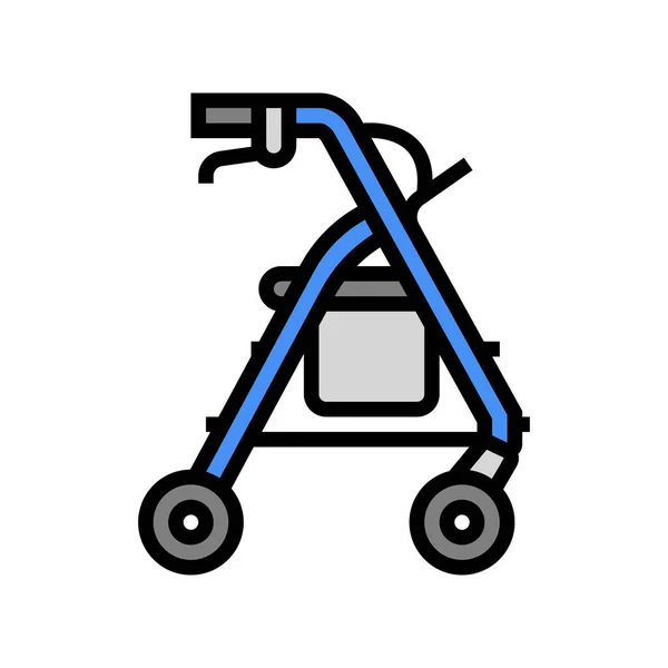 Rollator Erwachsene Spaziergänger Farbe Symbol Vektor Illustration — Stockvektor