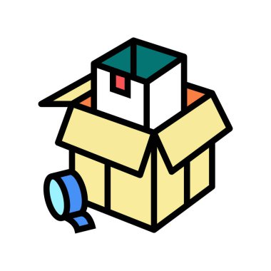 paketleme ve paketleme renk ikonu vektör çizimi