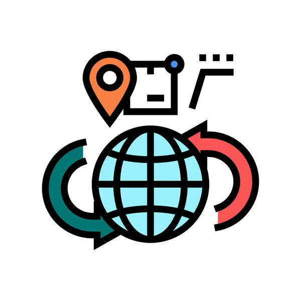 Global shipment tracking color icon vector illustration —  Vetores de Stock