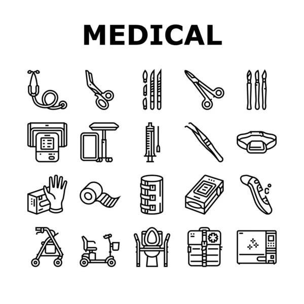 Medisch Instrument en Apparatuur Iconen Set Vector — Stockvector