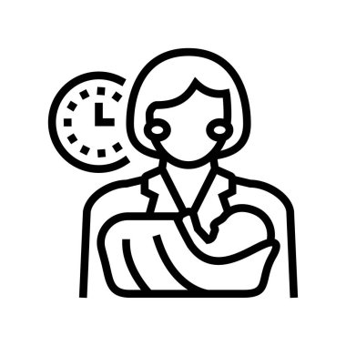 yenidoğanlar için bebek bakıcısı çizgi vektör illüstrasyonu