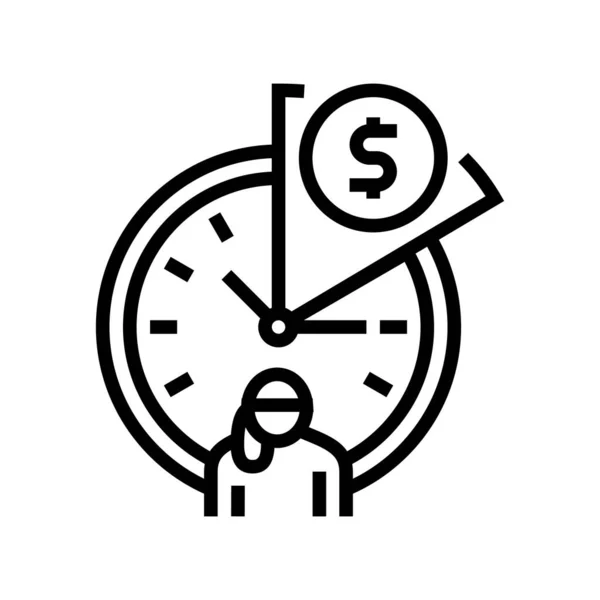 Stundensätze für Babysitter Linie Symbol Vektor Illustration — Stockvektor