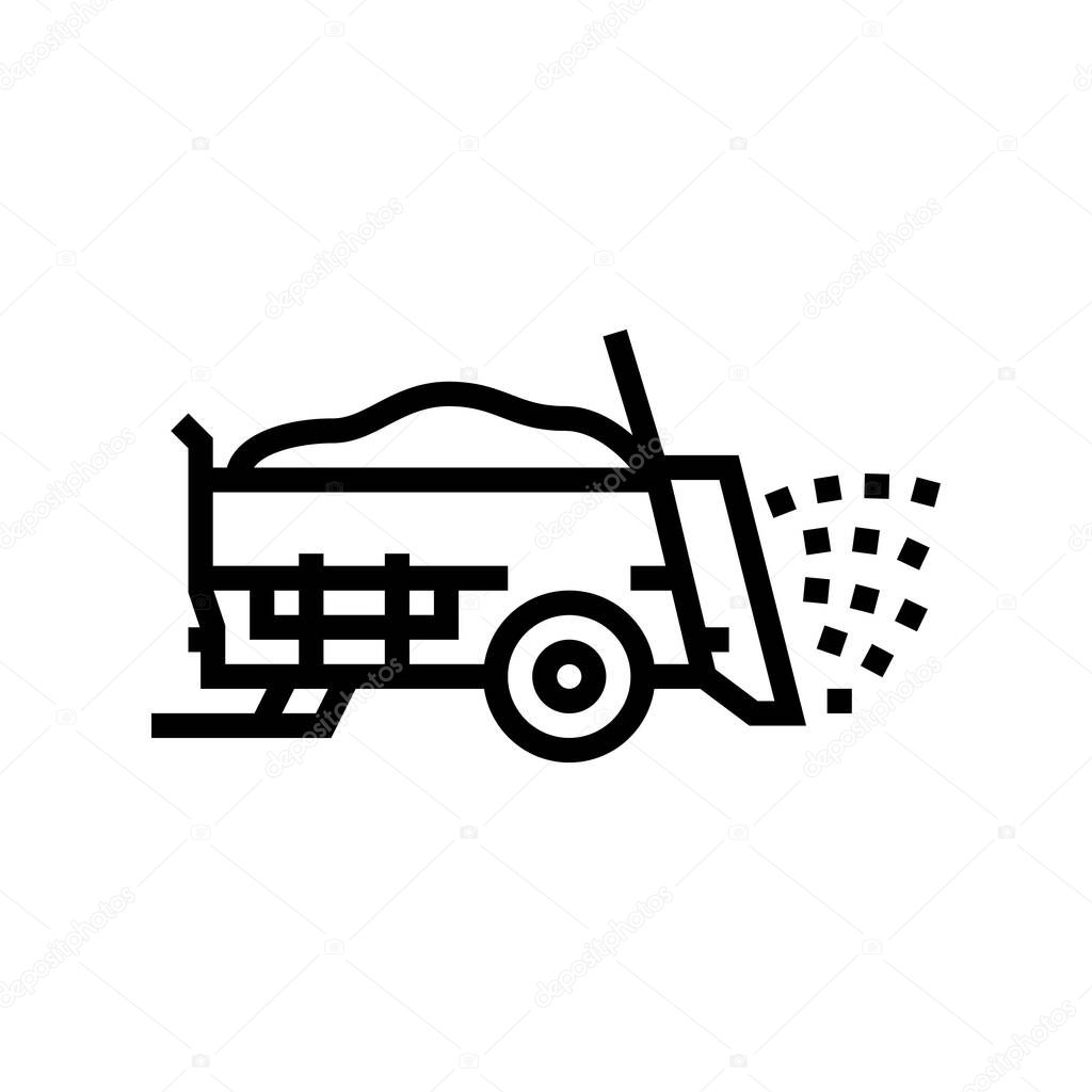 manure spreader farm machine line icon vector illustration