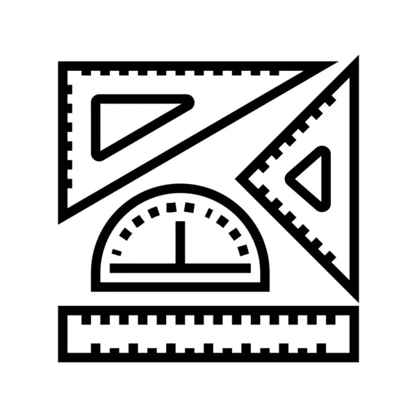 Regla papelería línea icono vector ilustración — Vector de stock