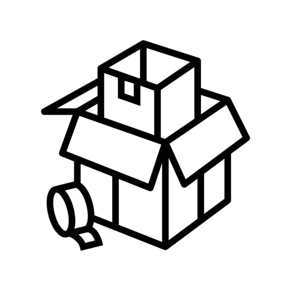 Verpakking en verpakking pakket lijn pictogram vector illustratie — Stockvector
