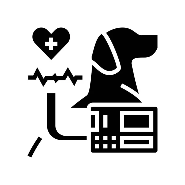 Ekg heart of domestic animal glyph icon vector illustration — Vetor de Stock