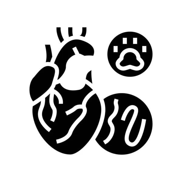 Gusano del corazón enfermedad glifo icono vector ilustración — Vector de stock