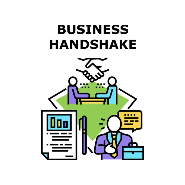 Business handshake icona vettoriale illustrazione — Vettoriale Stock
