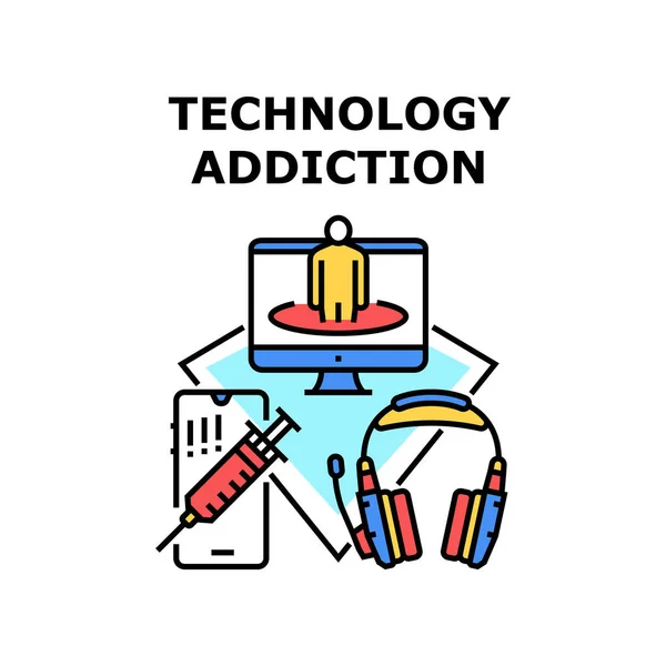 Icono de adicción a la tecnología vector ilustración — Archivo Imágenes Vectoriales