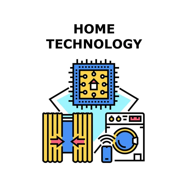 Ilustrasi vektor ikon teknologi rumah - Stok Vektor