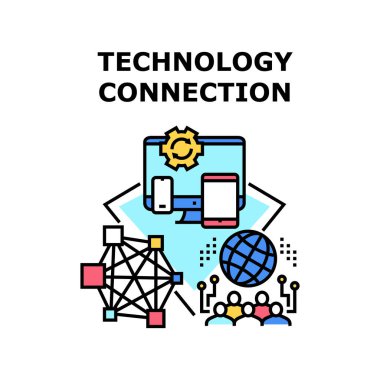 Teknoloji bağlantısı simgesi vektör illüstrasyonu