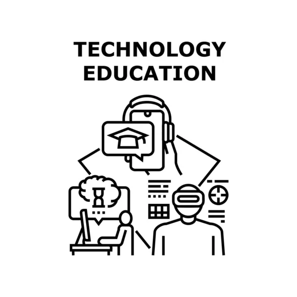 Illustration der Ikone der Technologieausbildung — Stockvektor