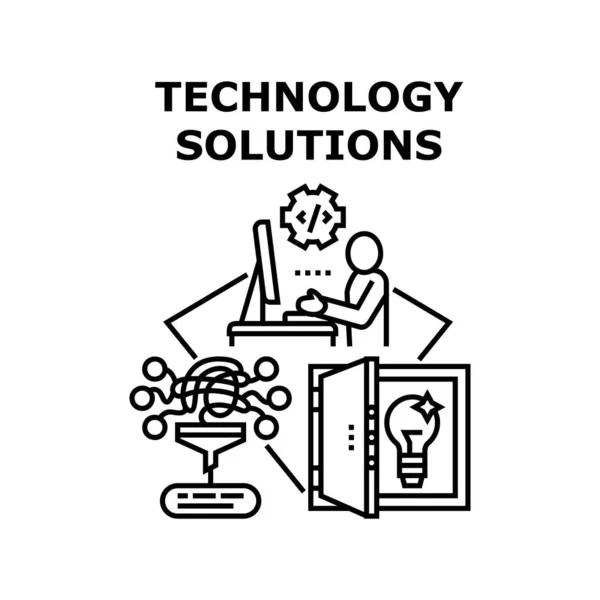 Soluciones tecnológicas icono vector ilustración — Vector de stock