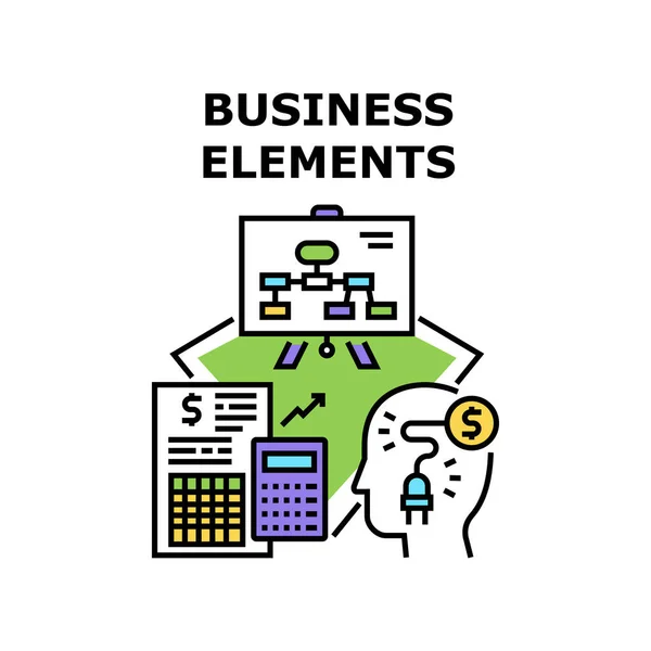 Elementos de trabalho de negócios Concept Color Illustration —  Vetores de Stock