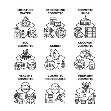 Premium Kozmetik Set Simgesi Vektör Resimleri