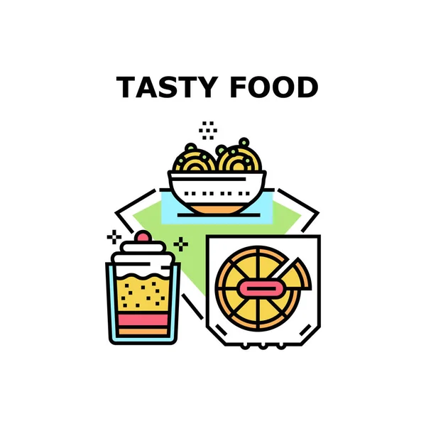 Illustration de couleur de concept de vecteur de plat alimentaire savoureux — Image vectorielle