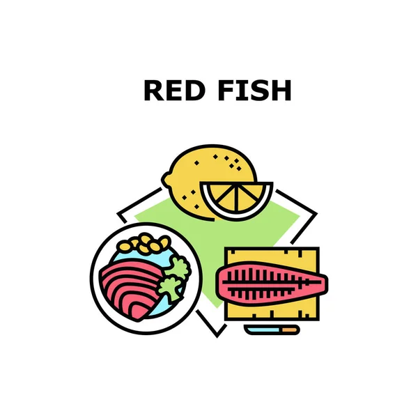 Red Fish Meat Vector Konzept Farbillustration — Stockvektor