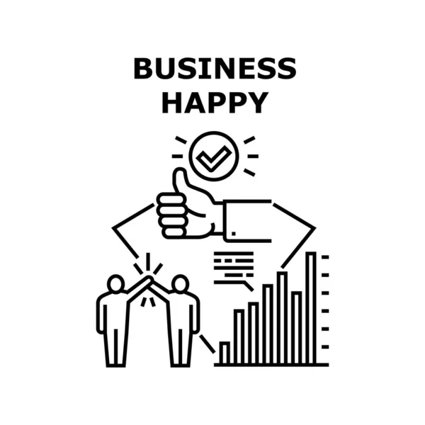 Business Happy Vector Concept Black Illustration —  Vetores de Stock