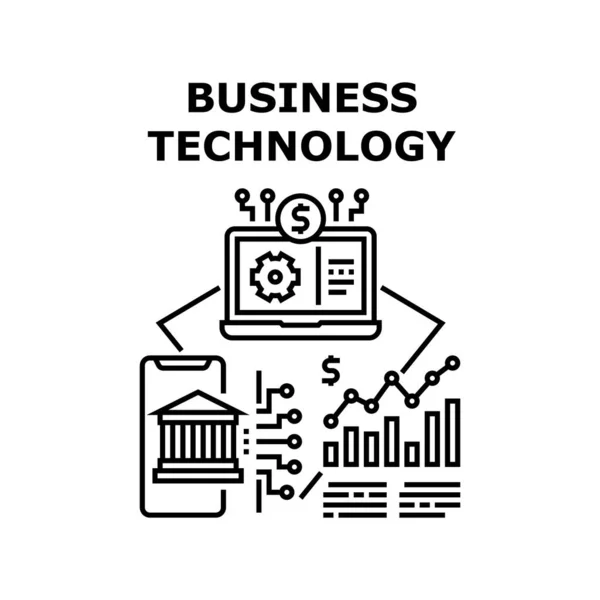 Business Technology Concept Black Illustration — Stock Vector