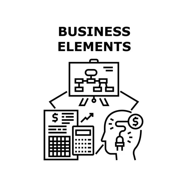 Elementos de trabalho de negócios Concept Black Illustration —  Vetores de Stock