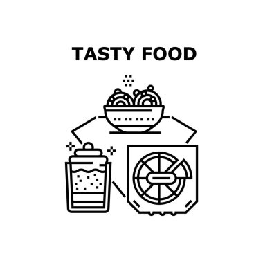 Lezzetli Yemek Tabağı Vektörü Siyah Görüntü