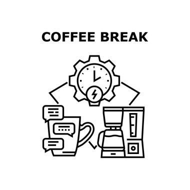 Kahve molası vektörü Siyah Çizim