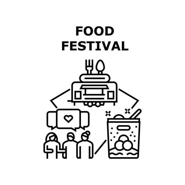 Food Festival Vector Koncepció Fekete Illusztráció — Stock Vector