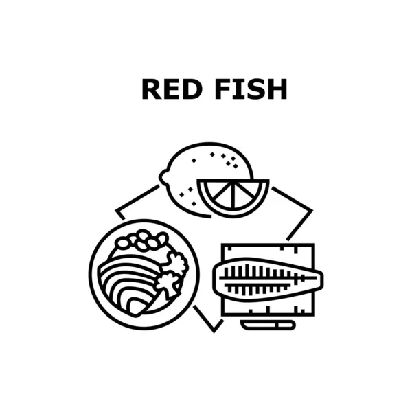 Red Fish Meat Vector Concept Black Illustration — Stockvektor