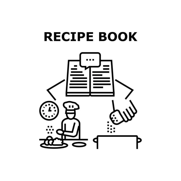 Livre de recettes Concept vectoriel Illustration noire — Image vectorielle