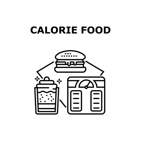 Calorie Voedsel Vector Concept Zwarte Illustratie — Stockvector