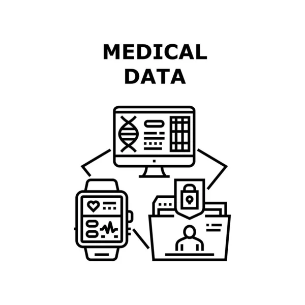 Datos médicos Vector Concepto Negro Ilustración — Archivo Imágenes Vectoriales