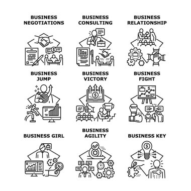 İş İlişkisi Simge Vektör Resimlerini Ayarladı