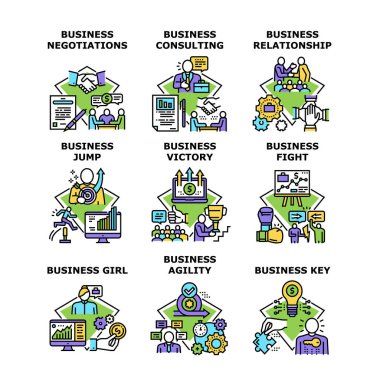 İş İlişkisi Simge Vektör Resimlerini Ayarladı