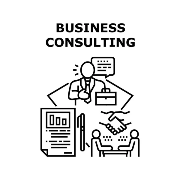 Business Consulting Concept Black Illustration — Vettoriale Stock