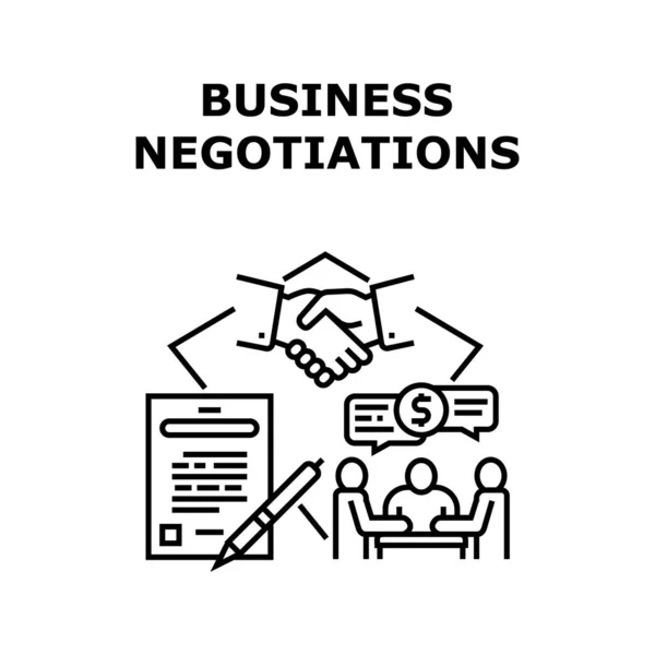 Business Onderhandelingen Concept Zwarte Illustratie — Stockvector