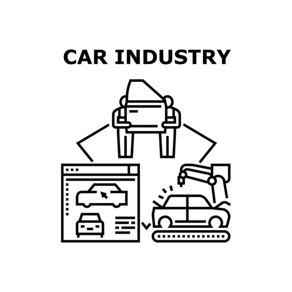 Automobil-Industrie Vektor-Konzept Schwarze Abbildung — Stockvektor