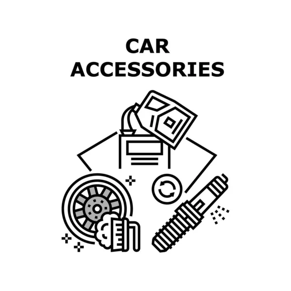 Car Accessories Vector Concept Black Illustration — Vetor de Stock