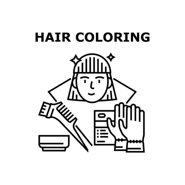 Hair Coloring Vector Concept Black Illustration —  Vetores de Stock