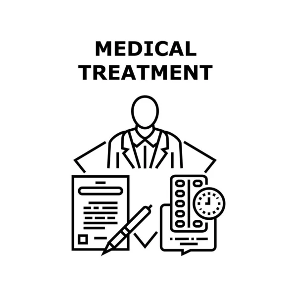 Tratamiento médico Enfermo Concepto Negro Ilustración — Archivo Imágenes Vectoriales