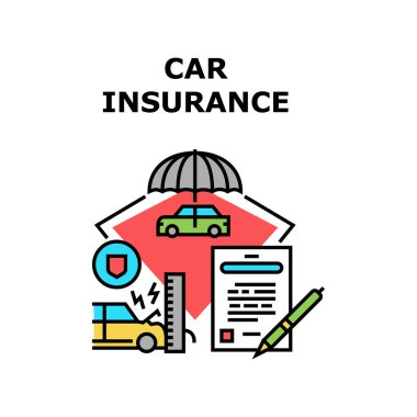 Araba Sigortası Vektörü Renk Çizimi
