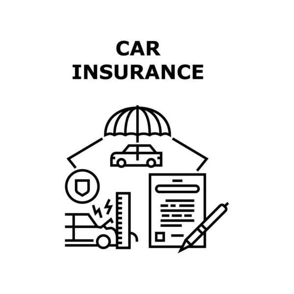 Car Insurance Vector Concept Black Illustration — стоковый вектор