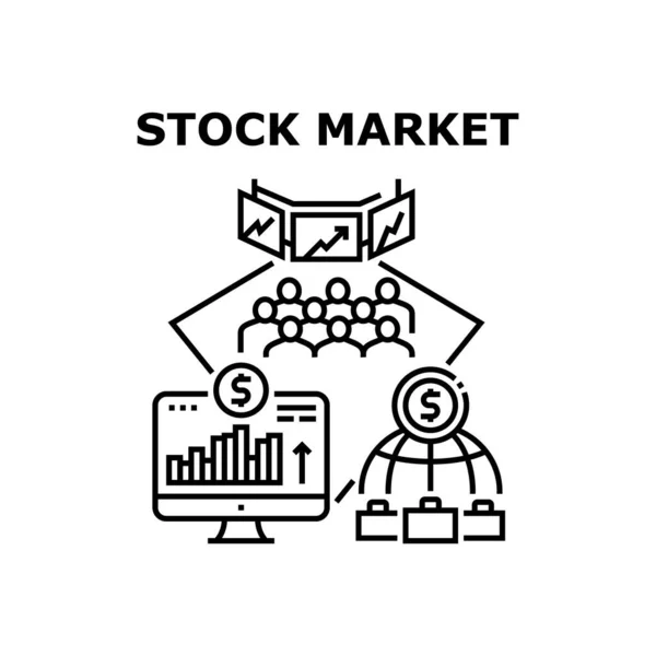 Koncepcja wektora rynku akcji Czarna ilustracja — Wektor stockowy