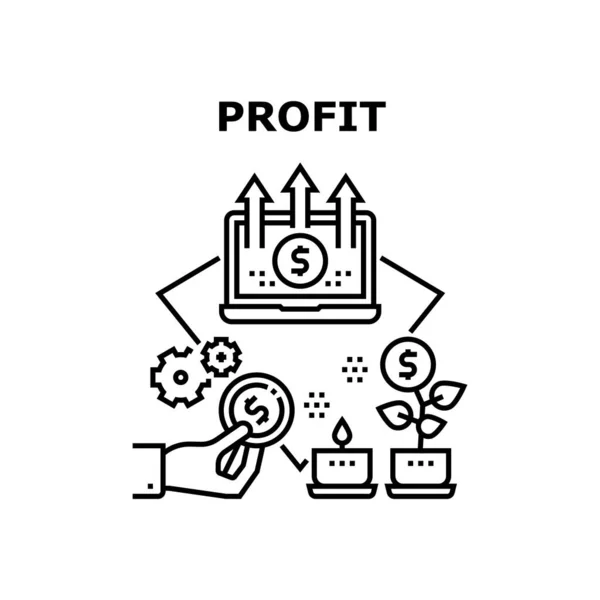 Concept de vecteur de profit et de fonds Illustration noire — Image vectorielle