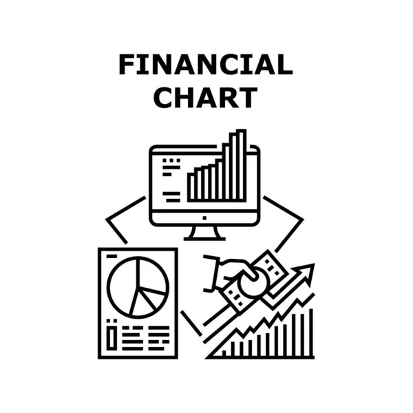 Financial Chart Vector Concept Black Illustration —  Vetores de Stock