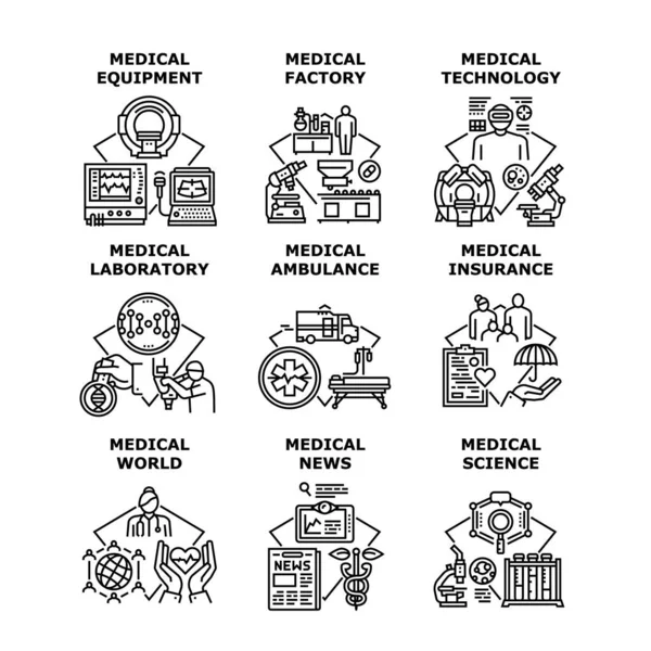 Medical Technology Set Icons Vector Illustrations — Vetor de Stock