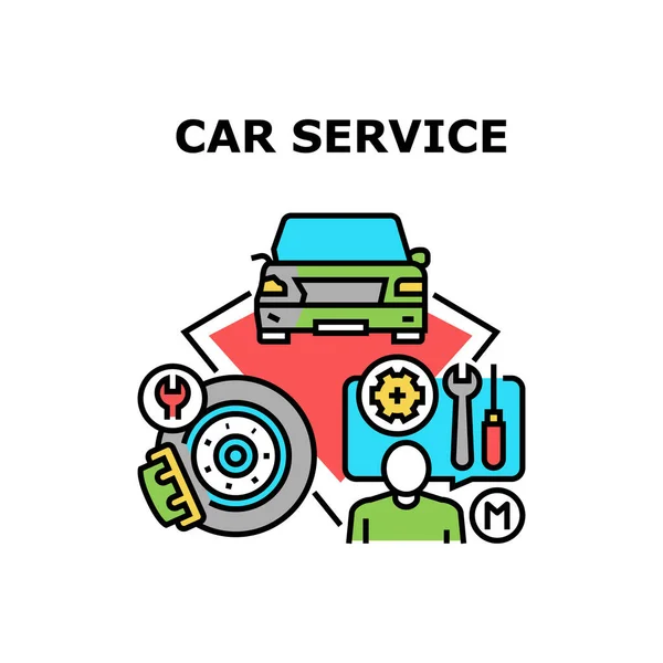 Servicio de coches Vector Concepto Color Ilustración — Vector de stock